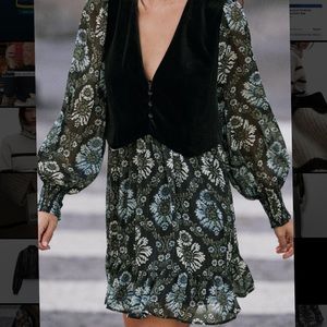 NWT | Zara | Printed Dress with Vest | Size L | Multicolored